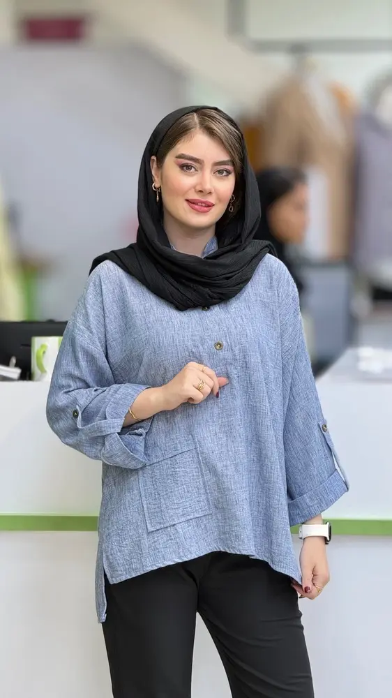 شومیز جلو بسته تک جیب